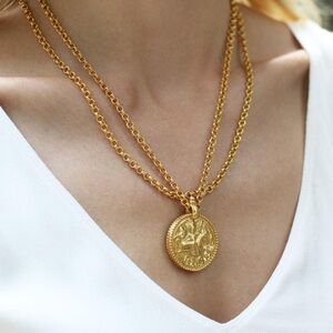 NEW 24K Plated Julie Vos Coin Necklace